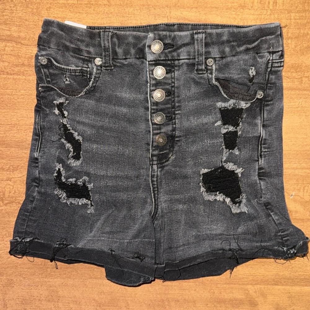american eagle curvy super high rise jean shorts